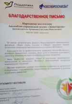 Коллектив из Бердска «Дивоструни» поблагодарили за вклад в развитие культуры