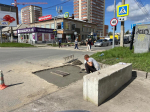 Ремонт ливнеприемных колодцев идет на перекрестке ул. Ленина и ул. Первомайская в Бердске
